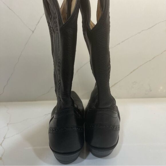 Boulet Elegant Black Embroidered Heeled Boots - Picture 8 of 9